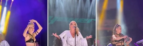 Hande Yener ve dansçıları sahnede saçlarını kesti