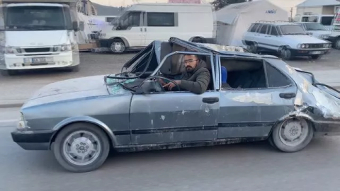 Enkaza dönen aracı ile yolları aştı