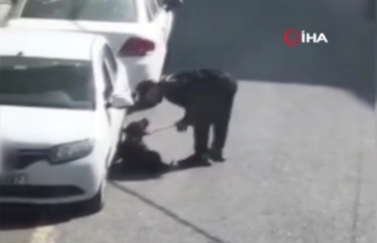 Kendi köpeğini darp etti!