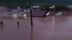 Sel suları bir evi sürükledi