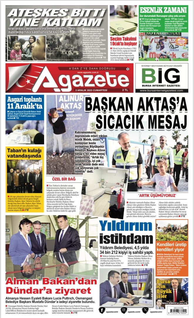 2 Aralık 2023 Cumartesi