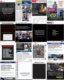 Dünya genelinde 250’den fazla medya kuruluşundan İsrail’e tepki: Gazetelerin ilk sayfaları karartıldı