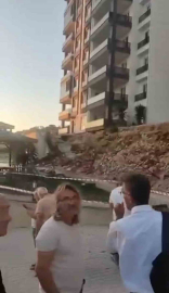 Bursa’da yeni sitenin istinat duvarı böyle çöktü