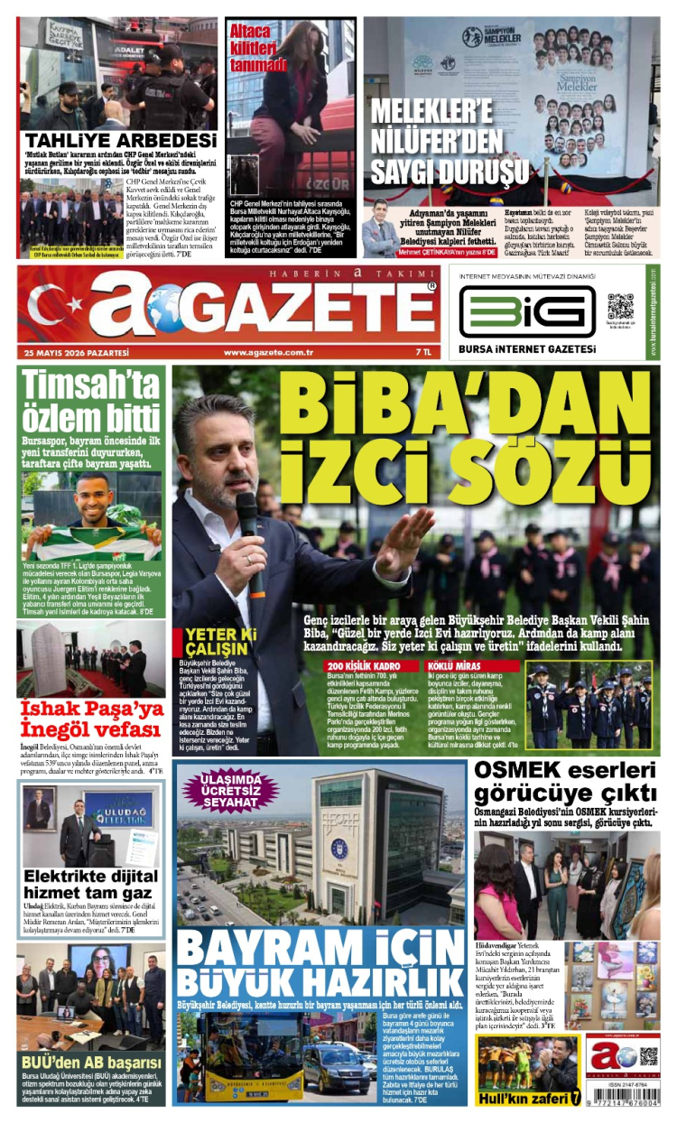 25 MAYIS 2026 PAZARTESİ